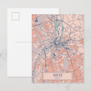 Metz Frankrijk Winderige Stadsplattegrond Reis Briefkaart
