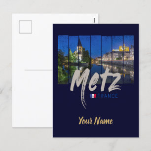 Metz Grand Est France bij Night  Souvenir Feestdagenkaart