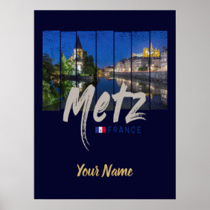 Metz Grand Est France bij Night  Souvenir Poster
