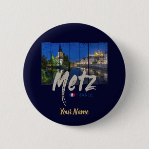 Metz Grand Est France bij Night  Souvenir Ronde Button 5,7 Cm