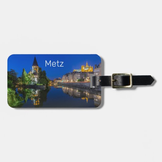 Metz Temple Neuf France Night Moselle Souvenir Bagagelabel (Voorkant horizontaal)
