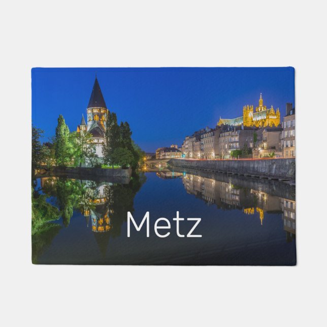 Metz Temple Neuf France Night Moselle Souvenir Deurmat (Voorkant)
