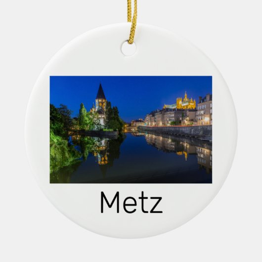Metz Temple Neuf France Night Moselle Souvenir Keramisch Ornament (Voorkant)