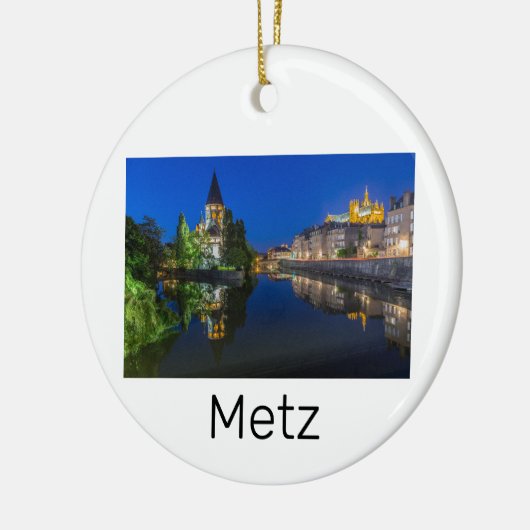 Metz Temple Neuf France Night Moselle Souvenir Keramisch Ornament (Links)