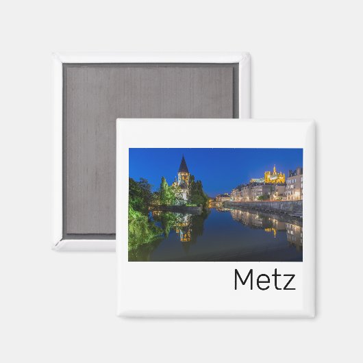 Metz Temple Neuf France Night Moselle Souvenir Magneet (Voorkant / Achterkant)