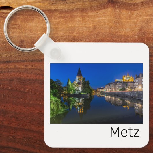 Metz Temple Neuf France Night Moselle Souvenir Sleutelhanger (Voorkant)