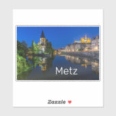 Metz Temple Neuf France Night Moselle Souvenir Sticker (Vel)
