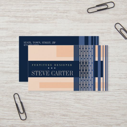 Meubelontwerper Interieur Decor Houtbewerker Kaart Visitekaartje (Voorkant / Achterkant in situ)