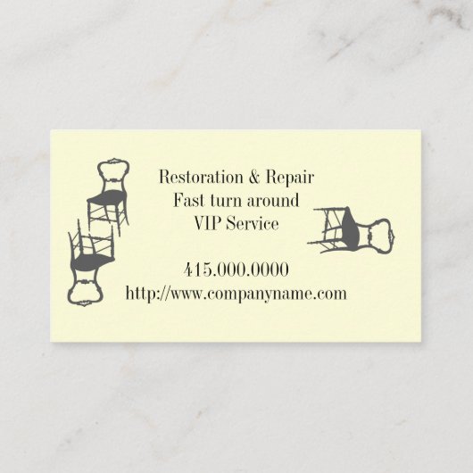 Meubels en Antiek repareren en restaureren Visitekaartje (Achterkant)