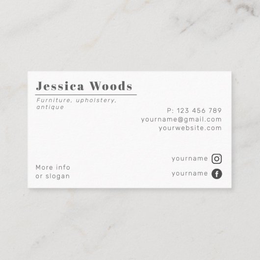 Meubelstoffering Visitekaartje (Achterkant)