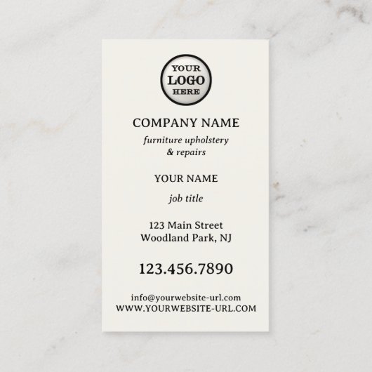 Meubilair Bekleding en Reparatie Visitekaartje (Achterkant)