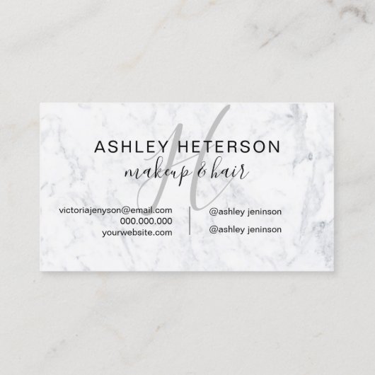 Meup monogram marmer minimalistisch elegant script visitekaartje (Achterkant)