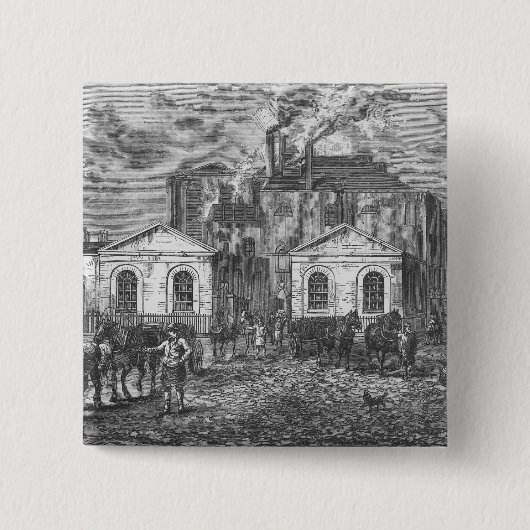 Meux's Brewery, 1830 Vierkante Button 5,1 Cm (Voorkant)