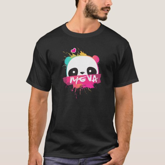 MEVA - Mooie meisjesnaam met Schattige Panda T-shirt (Voorkant)