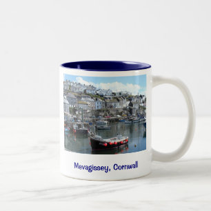 Mevagissey, Cornwall, Engeland Tweekleurige Koffiemok