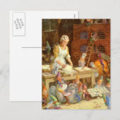 Mevr. Claus Bakes Cookies met de Elf van de Feestdagenkaart (Voorkant / Achterkant)