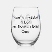 Mevr. Crown Heart Lips Bloemig Blauw Romantisch Wijnglas Zonder Voet (Achterkant)