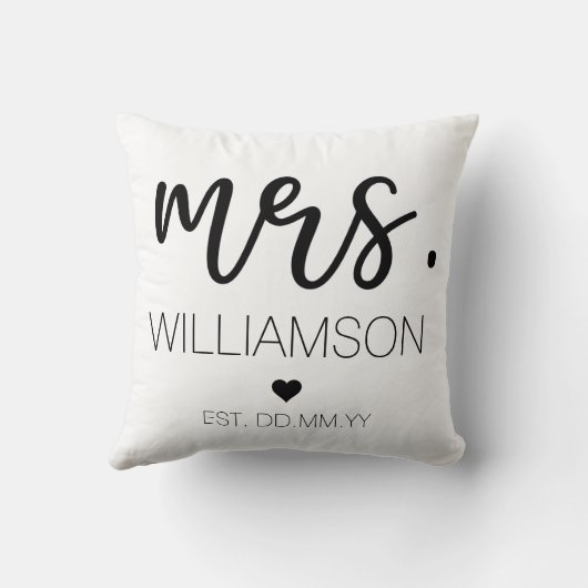 Mevr. Elegante aangepaste naam bruiloft cadeau voo Kussen (Achterkant)