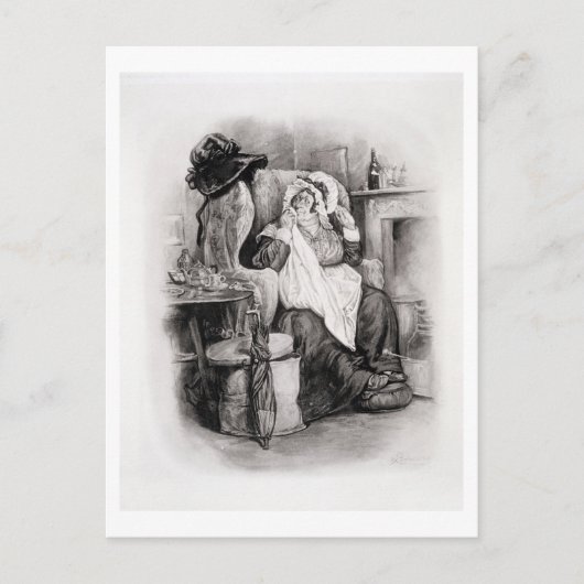 Mevr. Gamp, van 'Charles Dickens: Een roddel over Briefkaart (Voorkant)