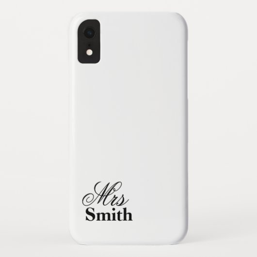 Mevr. Persoonlijke naam Wit Zwart Case-Mate iPhone Case (Achterkant)