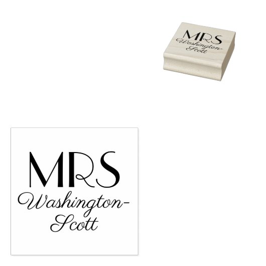 Mevrouw 1or2 rij afgebroken langere namen bruiloft rubberstempel (Gestempeld)
