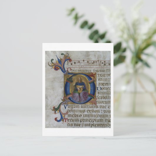 Mevrouw 531 f.169v Geschiedeniseerd initiaal "D" m Briefkaart (Staand voorkant)