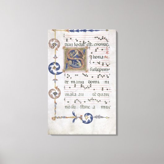 Mevrouw 564 f.13v Pagina met gehistoriseerd initia Canvas Afdruk (Voorkant)