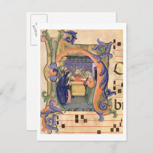 Mevrouw 571 f.6r Geschiedeniseerd initiaal "H" waa Briefkaart (Voorkant / Achterkant)