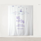 Mevrouw aan mevrouw Beach Boat Waves Blue Bridal B Wandkleed (Voorkant)