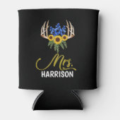 Mevrouw Achternaam Rustic Floral Antlers bruiloft Blikjeskoeler (Voorkant)