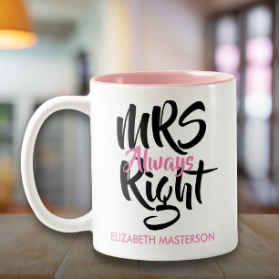 Mevrouw Altijd Gelijk Haar Naam Pret Tweekleurige Koffiemok