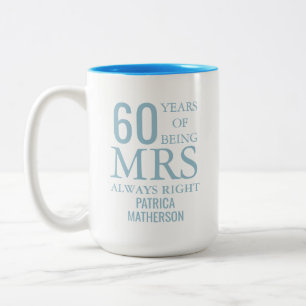 Mevrouw Altijd Gelijk Leuk 60-jarig Huwelijksjubil Tweekleurige Koffiemok