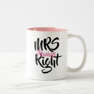 Mevrouw Altijd Gelijkig Leuk Tweekleurige Koffiemok
