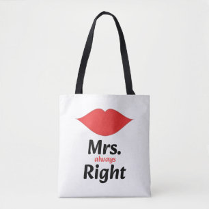 Mevrouw Altijd Recht Rode Lippen Overeenkomstig Tote Bag