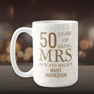 Mevrouw Altijd Rechtig Fun 50e Verjaardag Gouden H Koffiemok