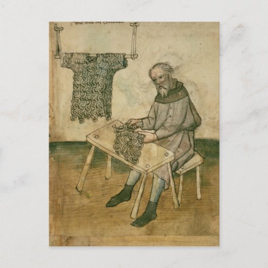 mevrouw Amb 3172 Armorer Making a Hauberk Briefkaart (Voorkant)
