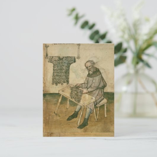 mevrouw Amb 3172 Armorer Making a Hauberk Briefkaart (Staand voorkant)