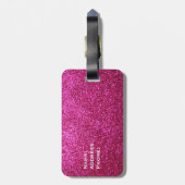 Mevrouw bagagelabel - Hot Pink Faux Glitter (Achterkant verticaal)