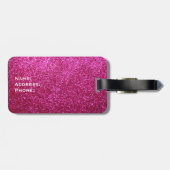 Mevrouw bagagelabel - Hot Pink Faux Glitter (Achterkant horizontaal)