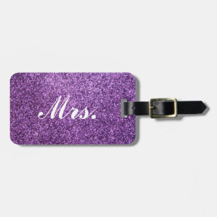 Mevrouw bagagelabel - Paarse Faux Glitter