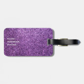Mevrouw bagagelabel - Paarse Faux Glitter (Achterkant horizontaal)