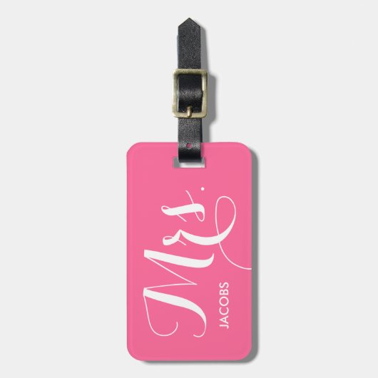 Mevrouw Bagagelabel - roze (Voorkant verticaal)