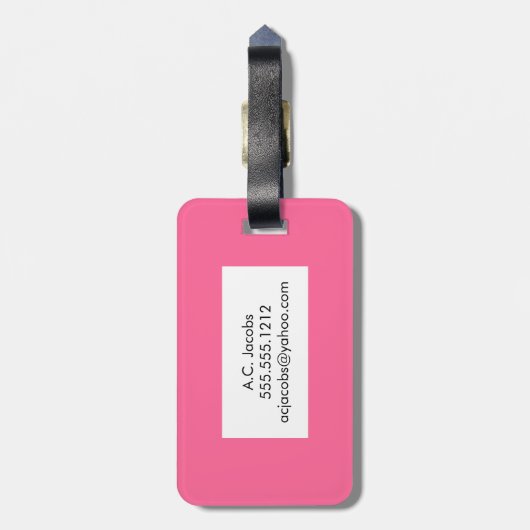 Mevrouw Bagagelabel - roze (Achterkant verticaal)