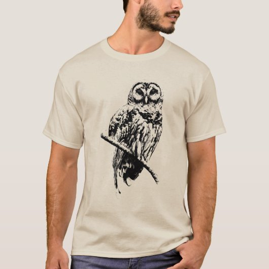 Mevrouw Barred Owl - Zwarte inkt op lichtgevend Sh T-shirt (Voorkant)