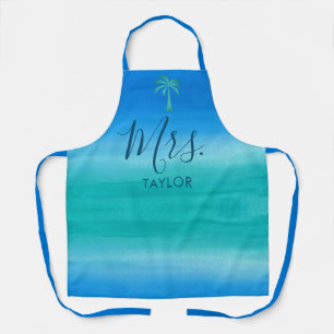 Mevrouw Beach Ombre Ocean Blue Wedding Gift Schort
