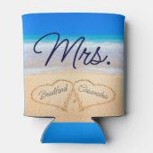 Mevrouw Beach Wedding Hearts in Zand Koelbox Blikjeskoeler (Achterkant)