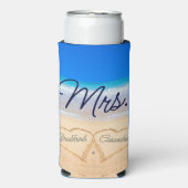 Mevrouw Beach Wedding Hearts in Zand Koelbox Seltzer Blikjeskoeler (Seltzer Voorkant)