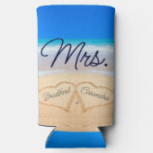 Mevrouw Beach Wedding Hearts in Zand Koelbox Seltzer Blikjeskoeler (Achterkant)