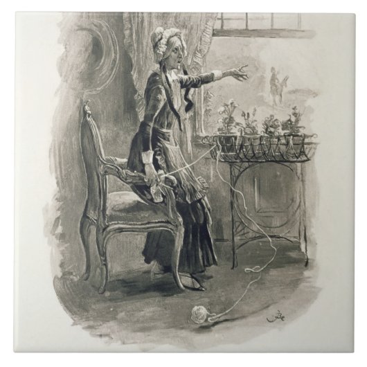 Mevrouw Betsy Trotwood, van 'Charles Dickens: A Go Tegeltje (Voorkant)