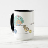 mevrouw Bikini en vogels op een Mok (Voorkant links)